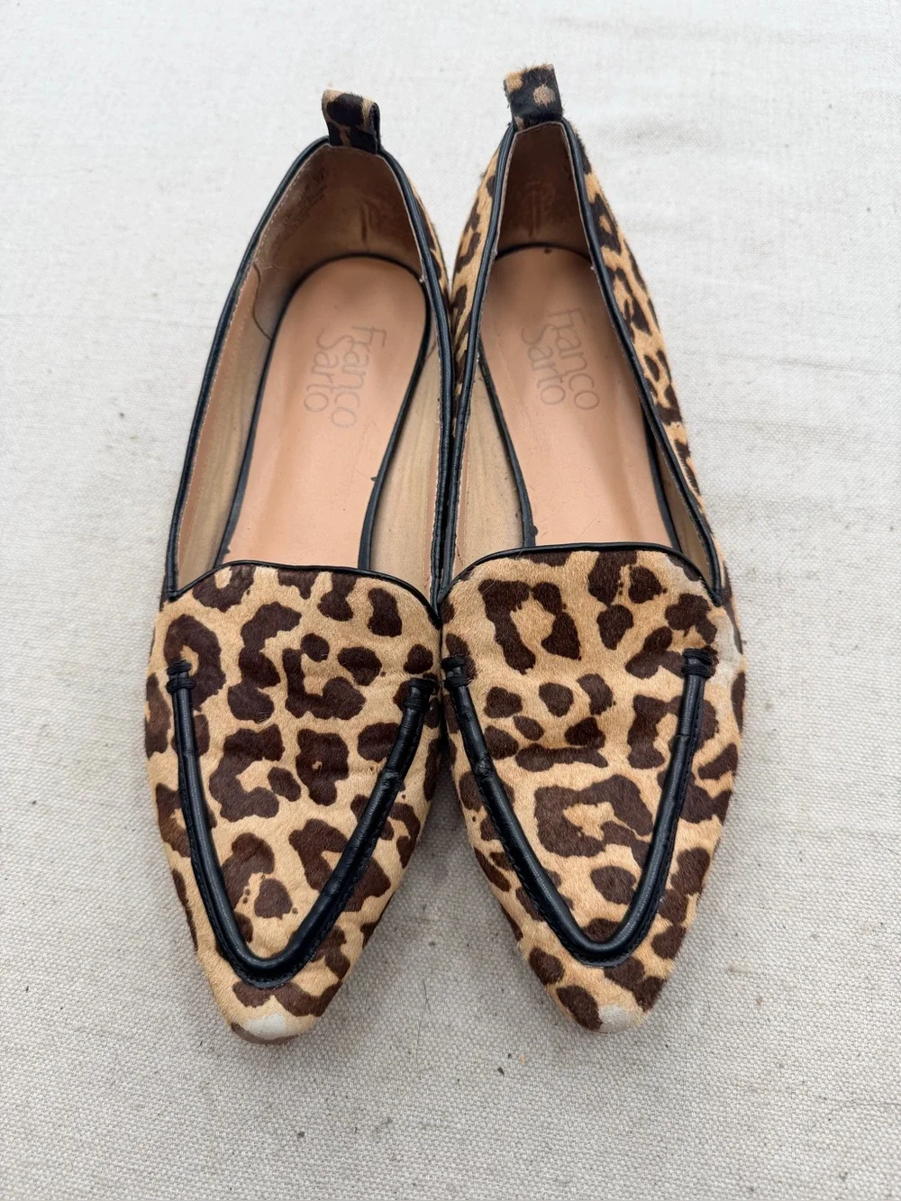 Franco Sarto Susie Leopard-Print Pointed Loafers - Brown/Tan